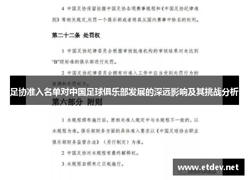 足协准入名单对中国足球俱乐部发展的深远影响及其挑战分析
